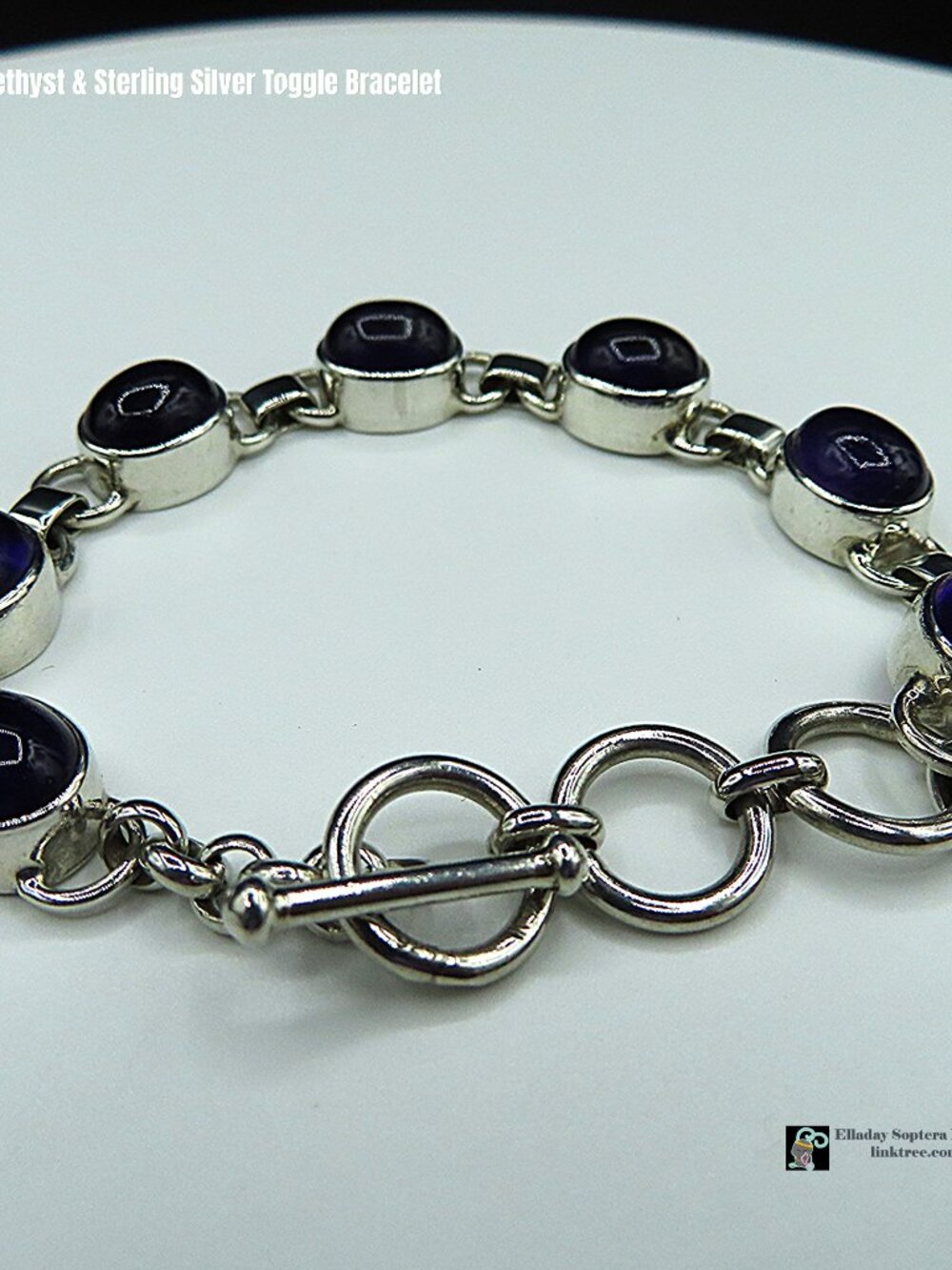 [SALE] Sterling Silver & Amethyst Toggle Bracelet - Picture 5 of 11
